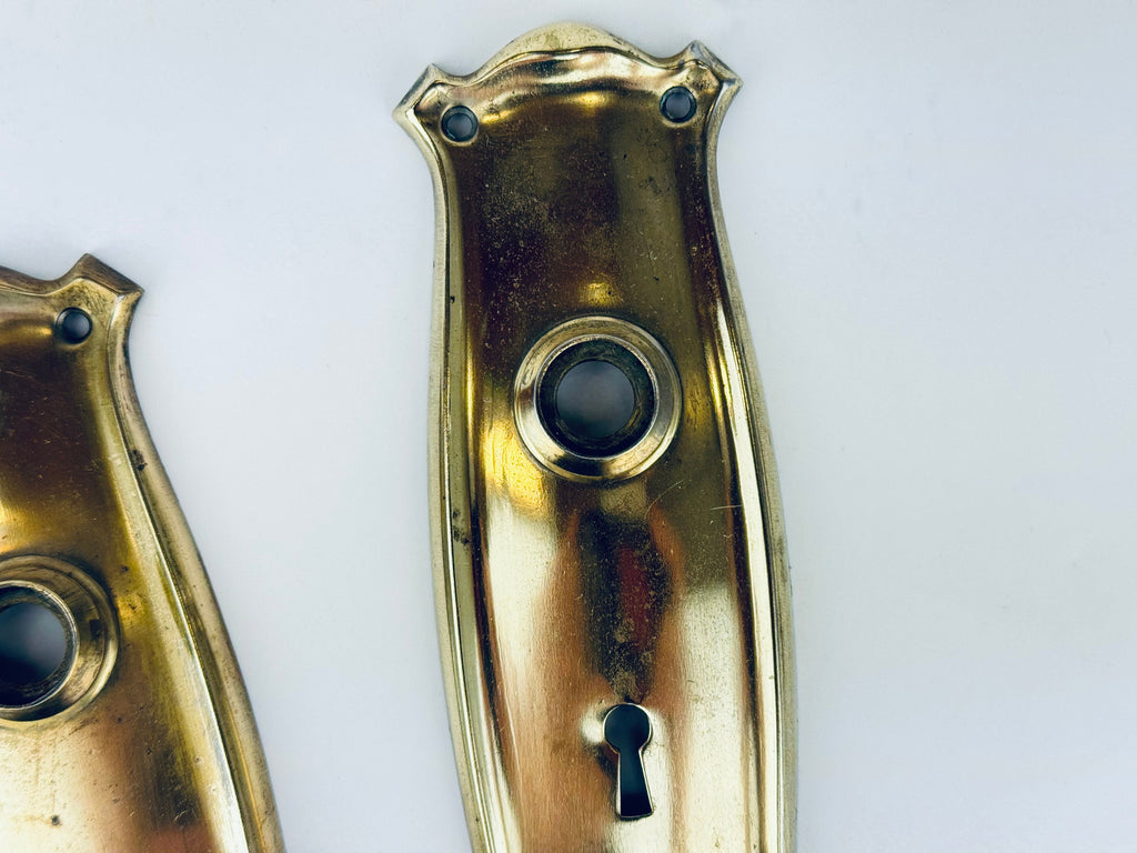 Product image for 'antique brass plated double sided door handle knob door plates architectural salvage rustic hardware decor sold separately' (view 2561f3)