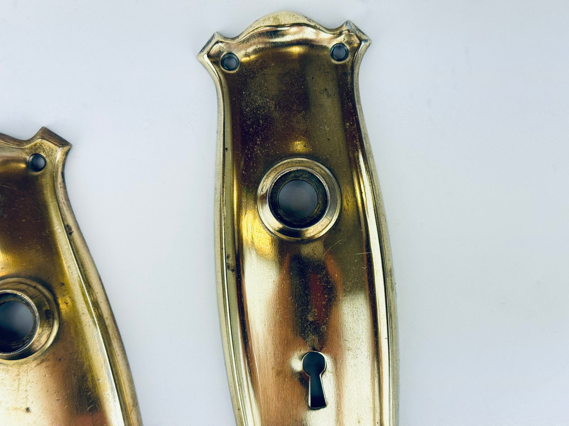 Product image for 'antique brass plated double sided door handle knob door plates architectural salvage rustic hardware decor sold separately' (view 2561f3)