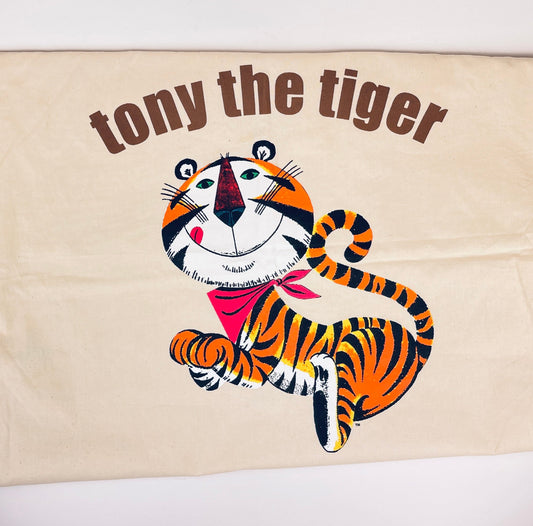 Product image for 'vintage tiger cartoon character linen blend laundry bag shoulder strap cinch closure' (view 8aeda7)