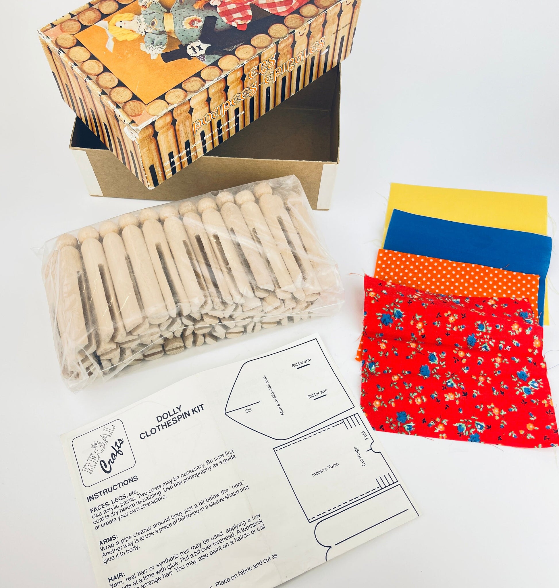 Product image for 'vintage dolly clothespin kit kids craft kit made in canada' (view a6c67f)