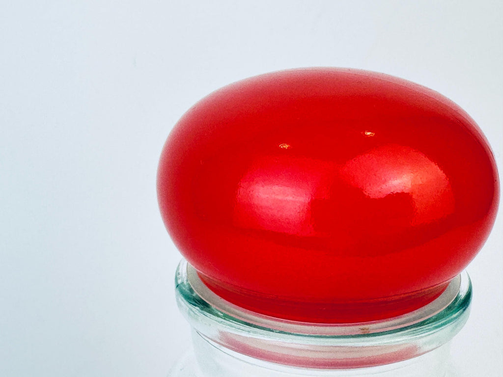 Product image for 'vintage bright red glass lid apothecary airtight glass jar made in belgium' (view 388ac3)