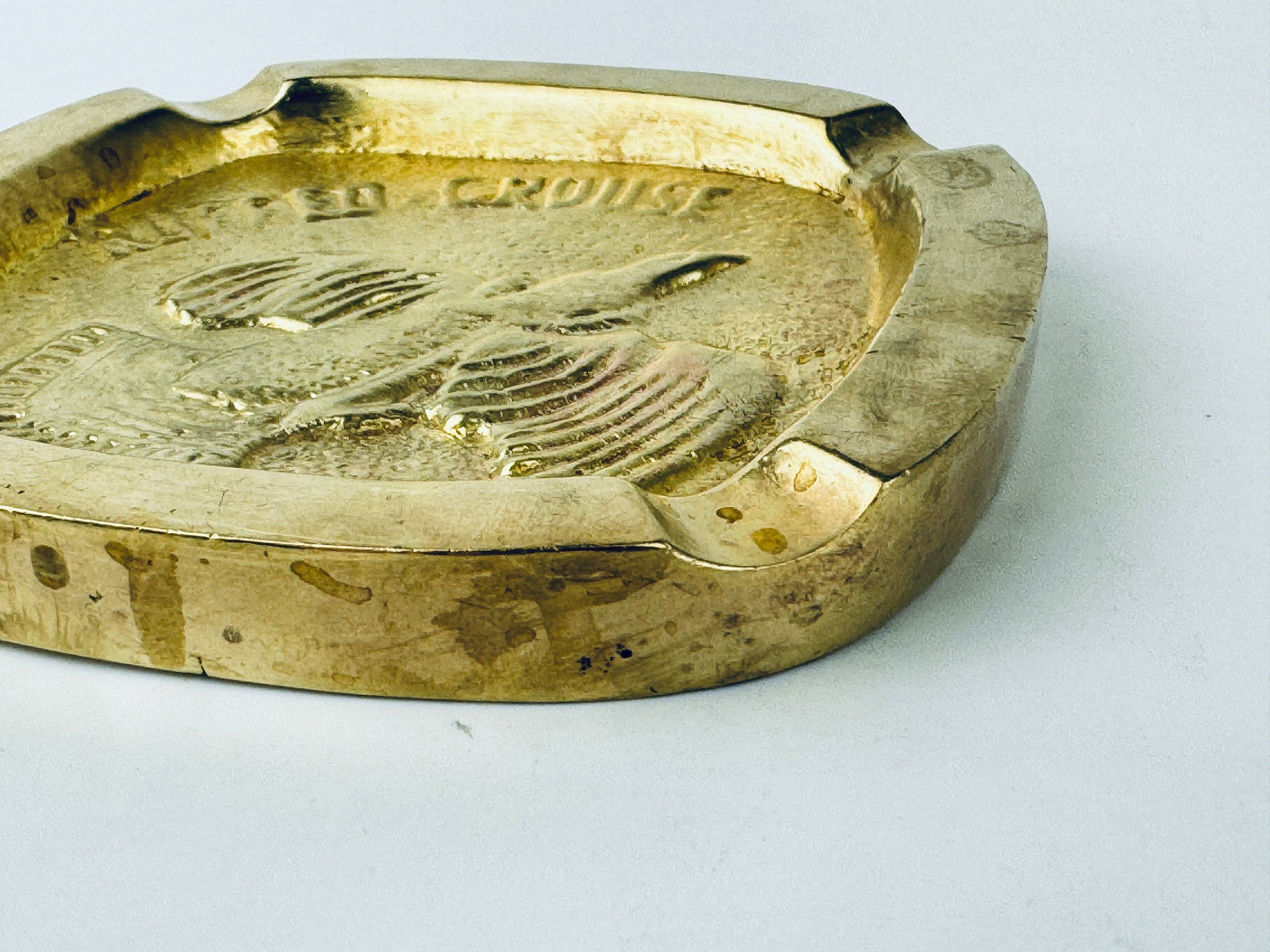 Product image for 'vintage solid heavy brass ruffled grouse ashtray attractive aged metal patina hunter gift' (view d98df9)
