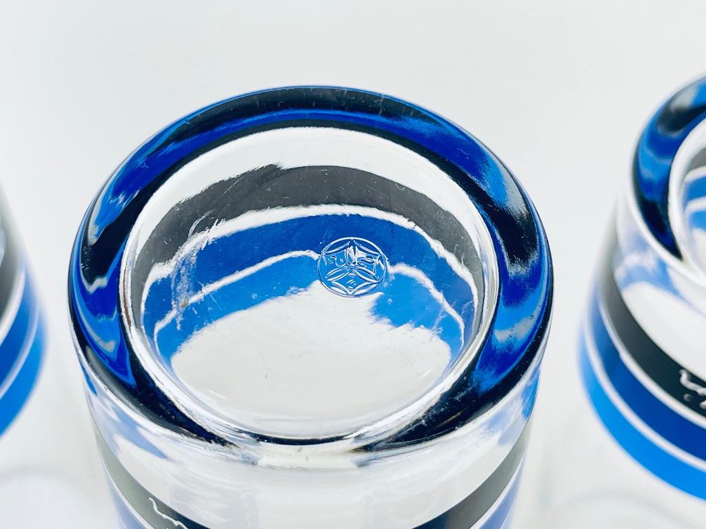 Product image for 'vintage pierre cardin blue ombre striped zombie glasses set of five 5 sasaki glass company made' (view c14ac2)