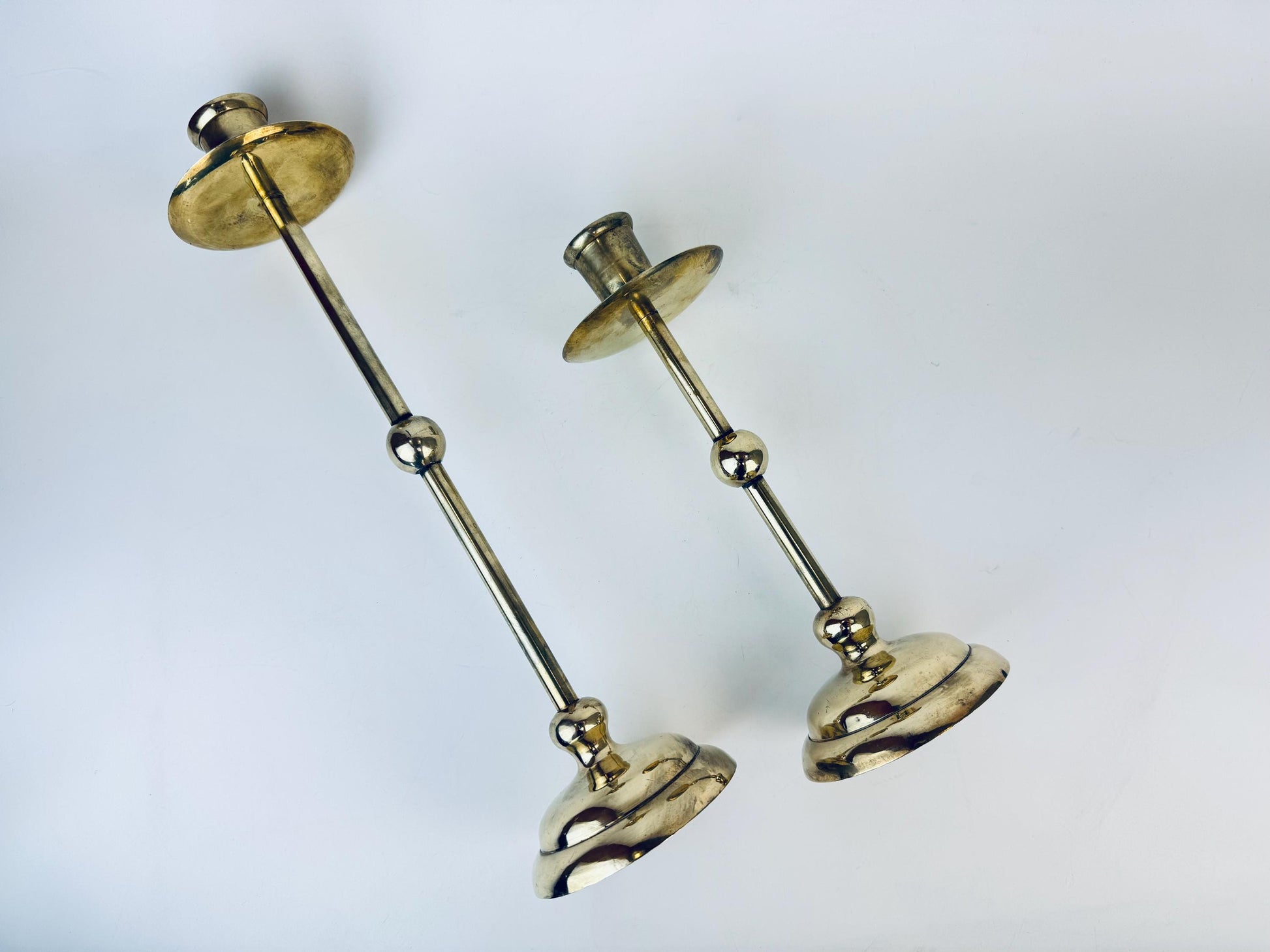 Product image for 'vintage brass candlestick holders art deco revival postmodern pair' (view 711e14)