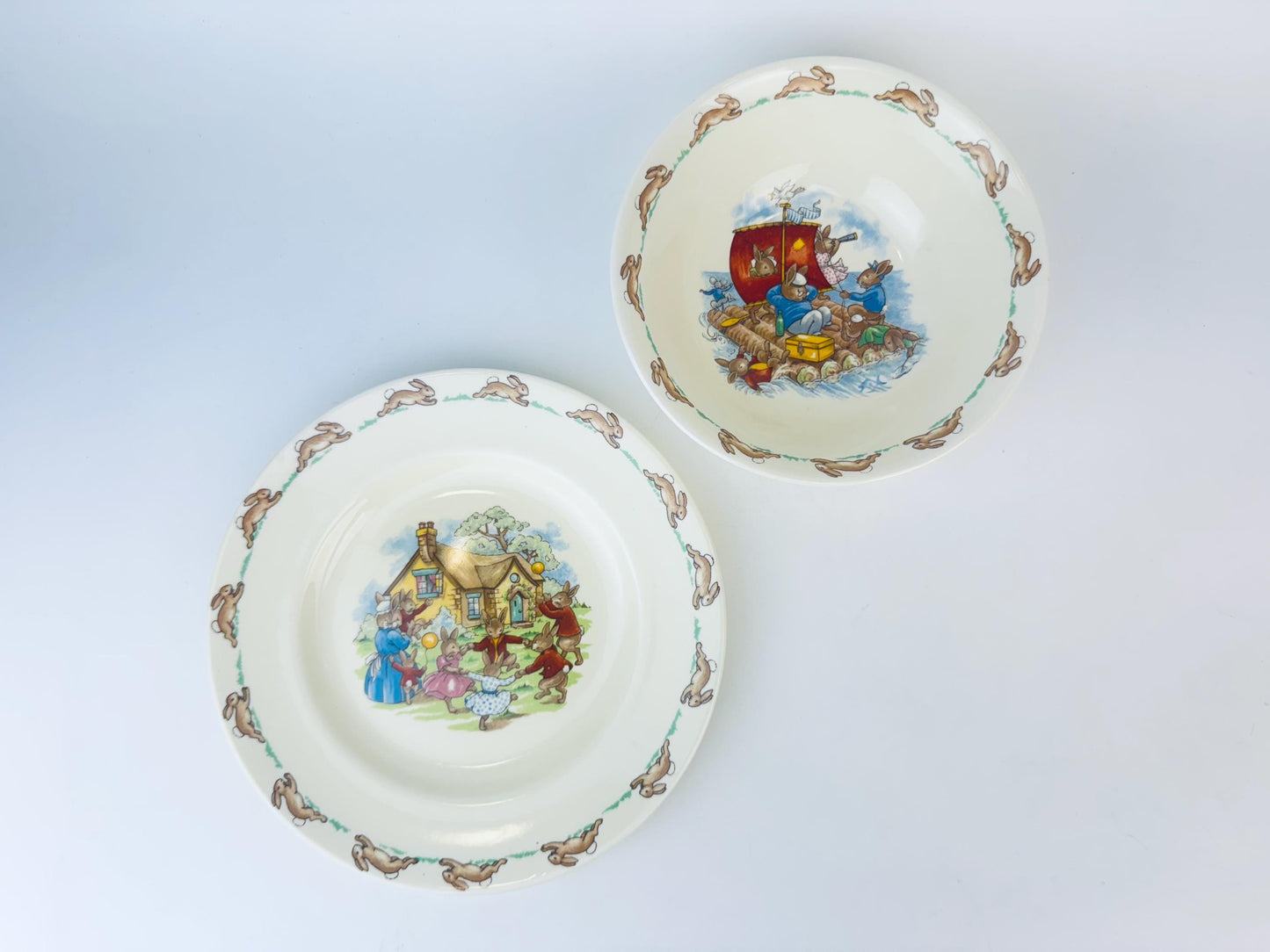 Product image for 'vintage bunnykins royal doulton plate bowl set cream ceramic 1950s english nursery dishware' (view 7d5f1e)
