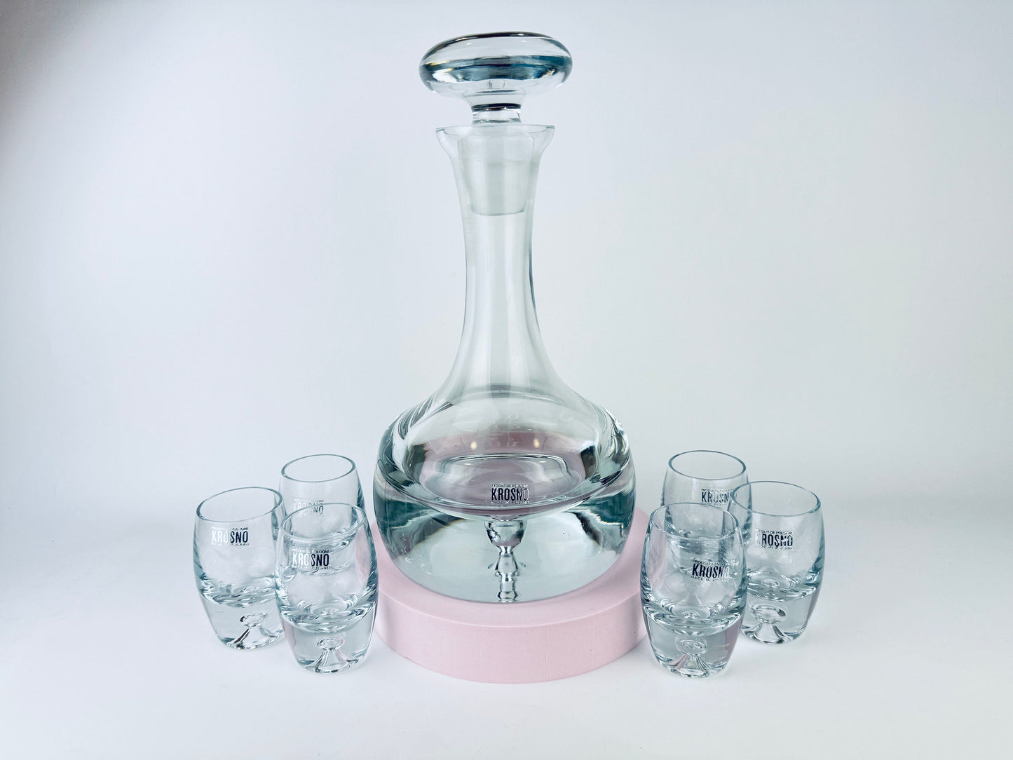 Product image for 'vintage krosno controlled bubble crystal glass barware set glass decanter six 6 shot glasses made in poland' (view d308f9)