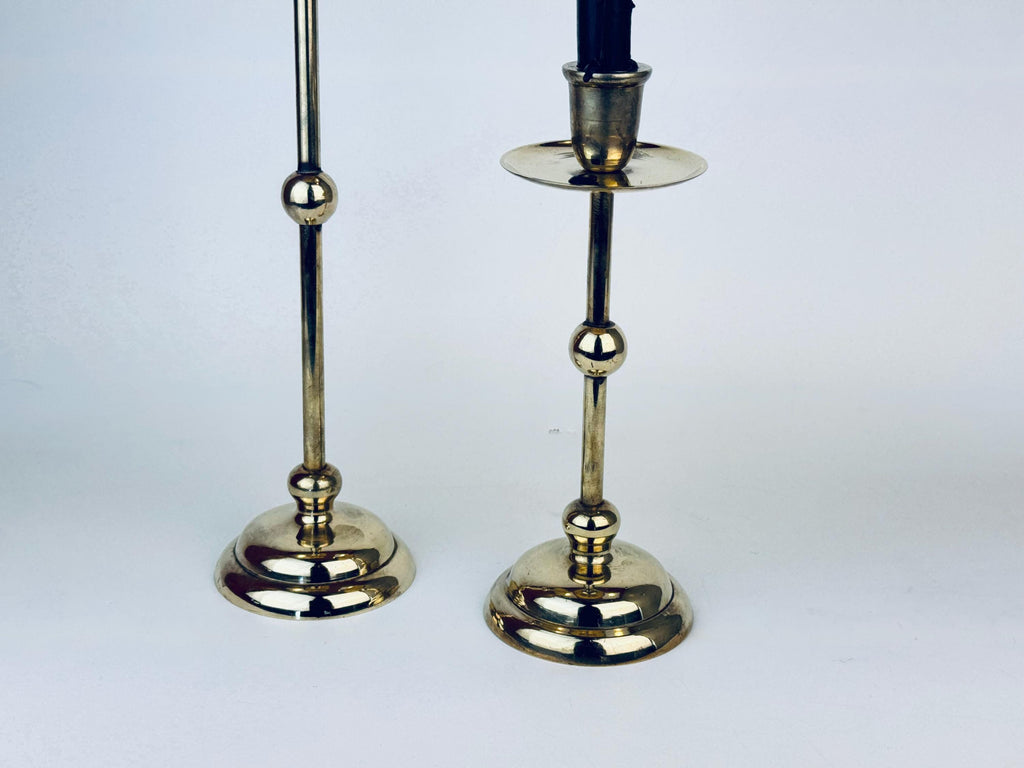 Product image for 'vintage brass candlestick holders art deco revival postmodern pair' (view eb45e7)