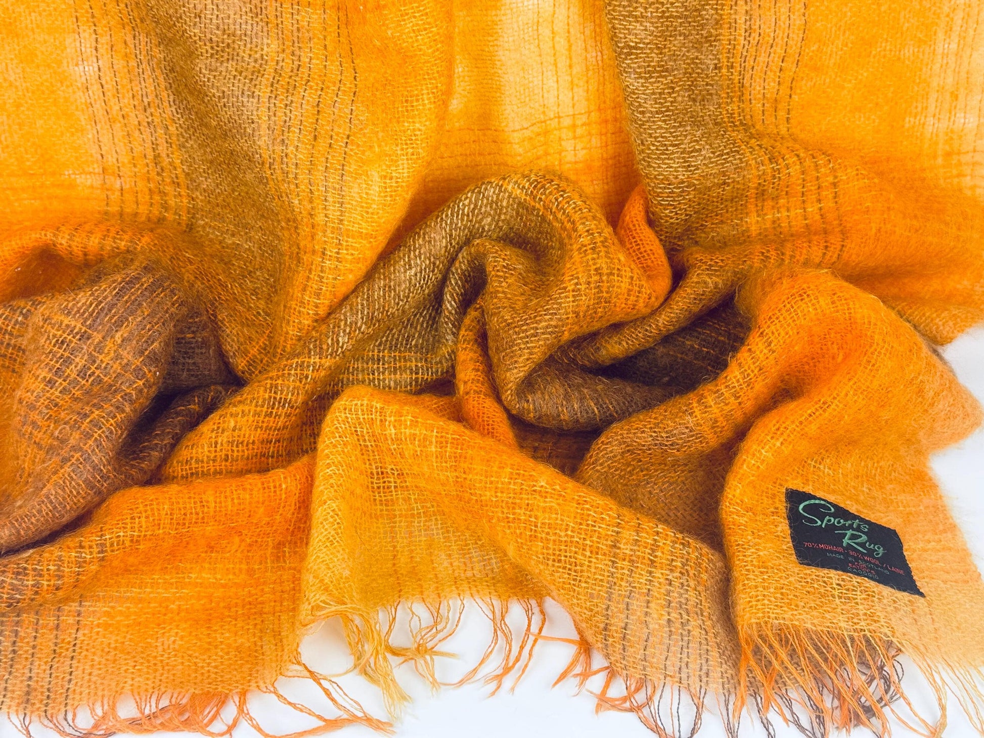 Product image for 'vintage sports rug mohair wool fringe blanket rug made in scotland for eatons' (view 8317d4)