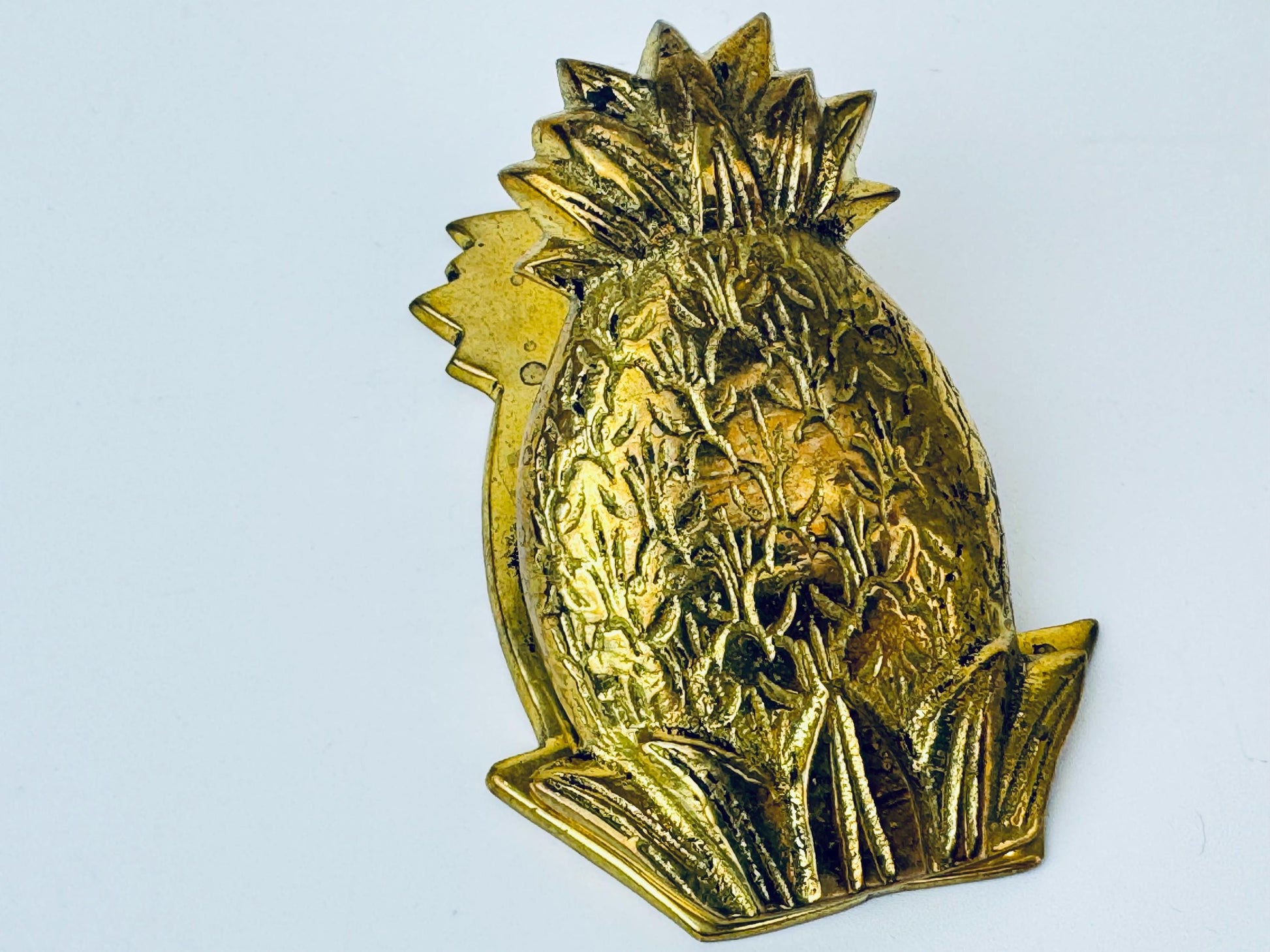 Product image for 'vintage solid brass pineapple paper clip attractive aged patina home office decor' (view f571df)