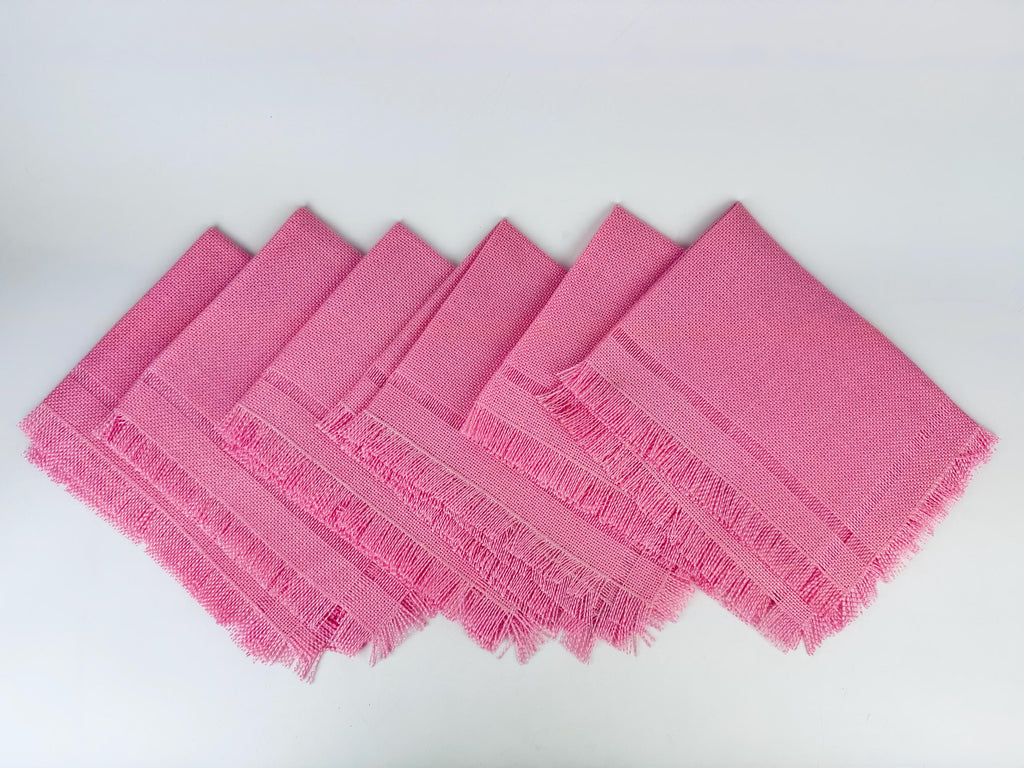 Product image for 'vintage bright pink fringe style rectangular place mats set of six 6' (view d1eb50)