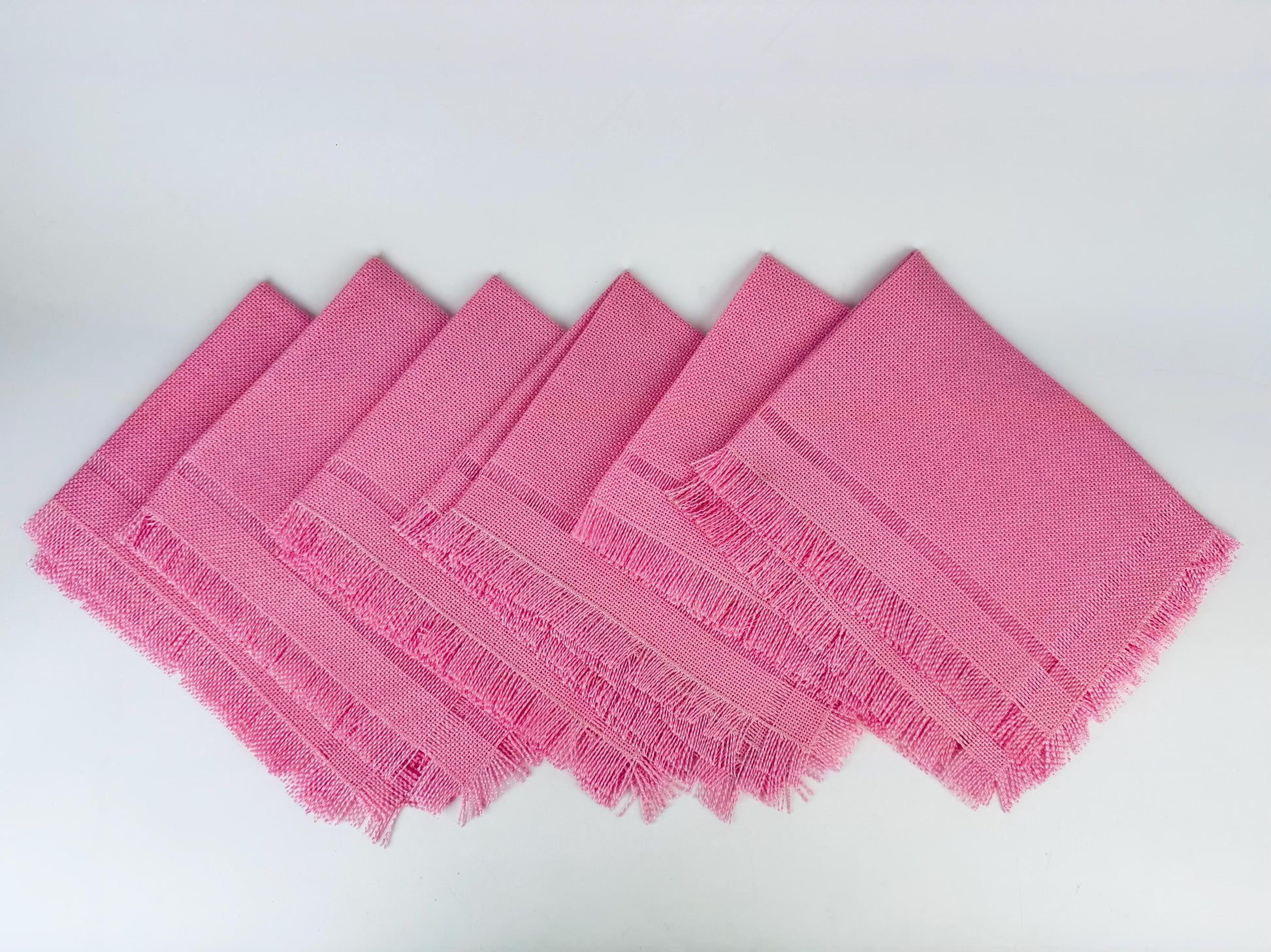 Product image for 'vintage bright pink fringe style rectangular place mats set of six 6' (view d1eb50)
