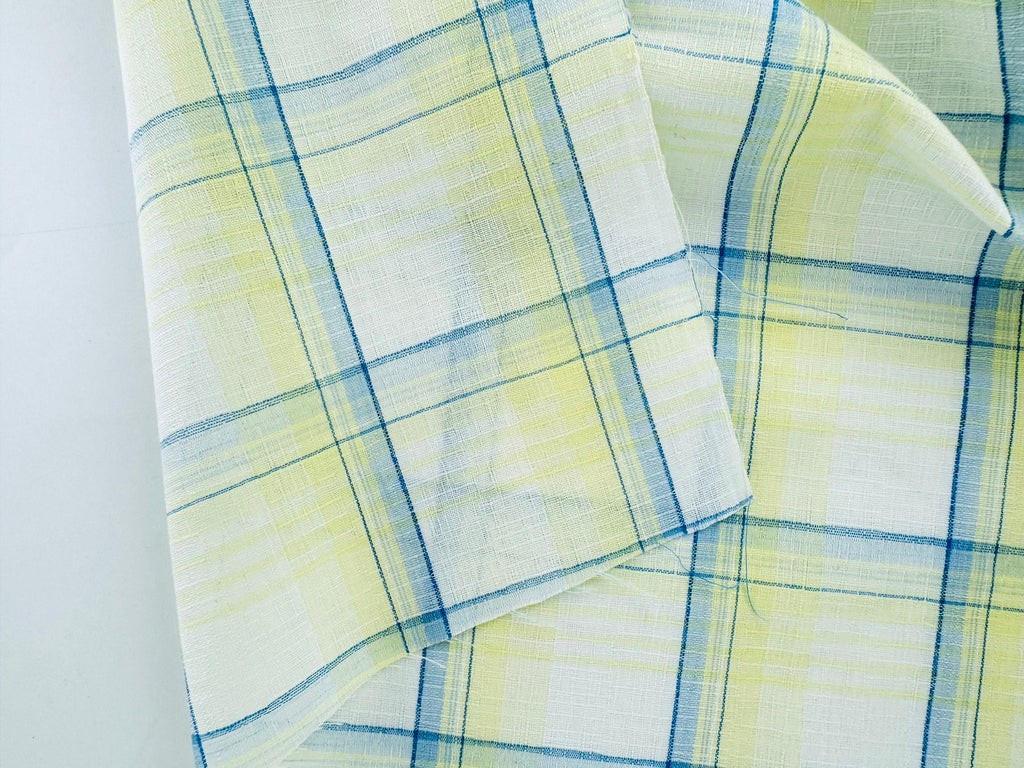 Product image for 'vintage ombre blue white plaid shirt polyester fabric material 41 x 72' (view 00c3e5)