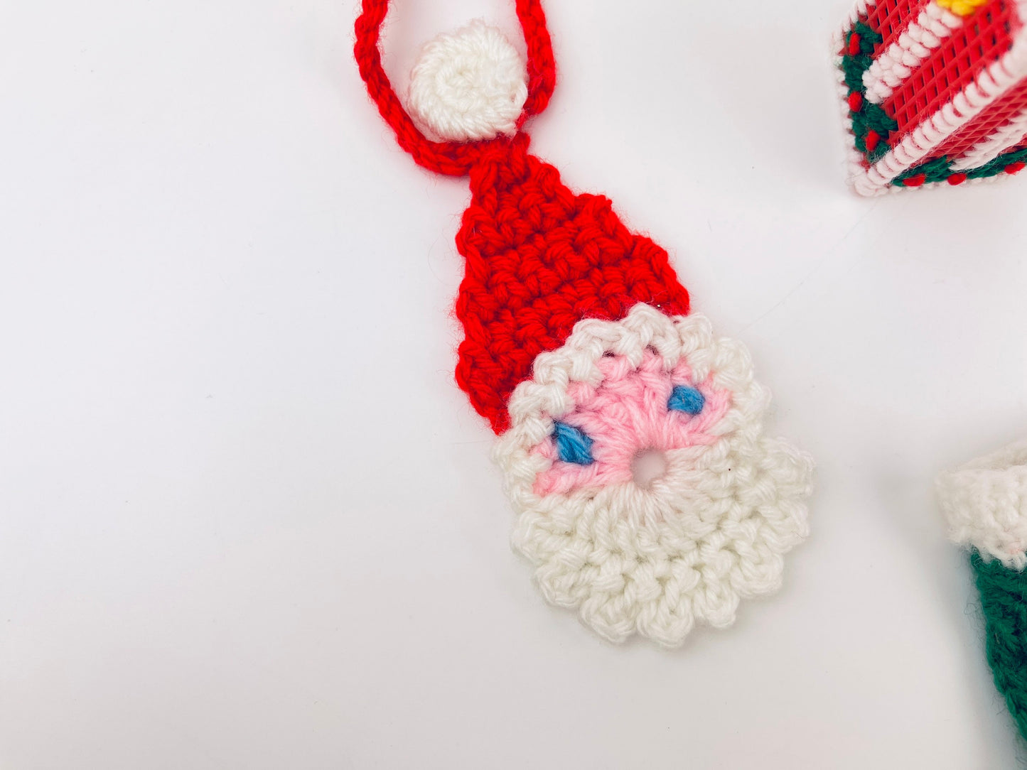 Product image for 'vintage handmade woven christmas ornaments santa stocking candle candy cane sold individually' (view d80fc1)
