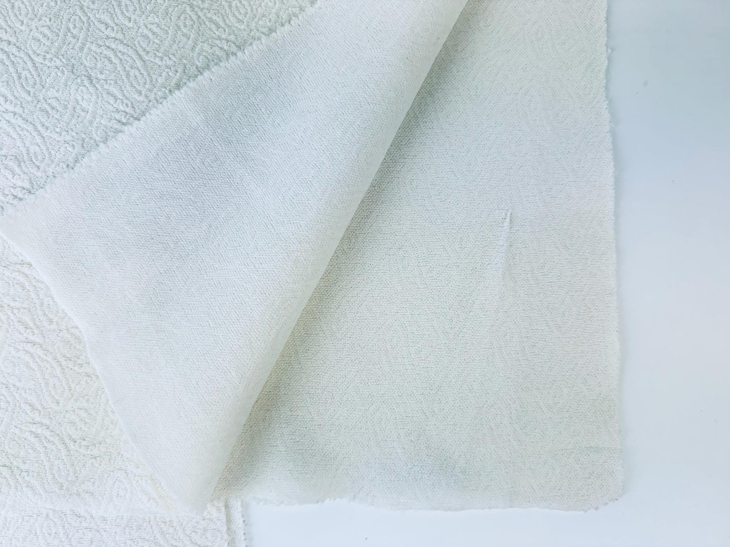 Product image for 'vintage soft ivory white lightly textured paisley fabric material 10 x 26 set of two 2' (view bc04b4)