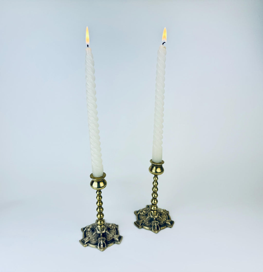 Product image for 'antique vintage english green man face solid brass candlestick holders set of two 2 made in england victorian era' (view b16c3f)