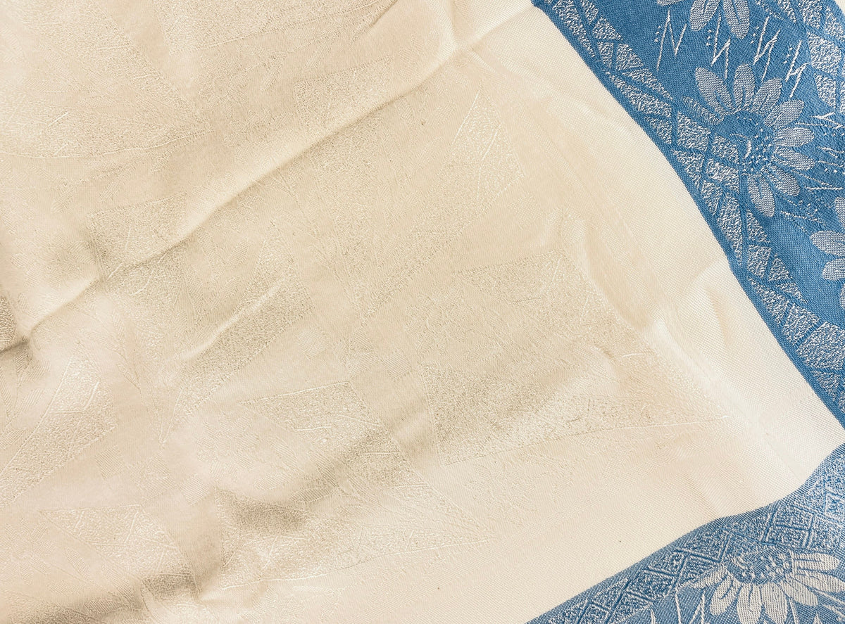 Product image for 'vintage blue daisy white floral square tablecloth' (view ca805c)