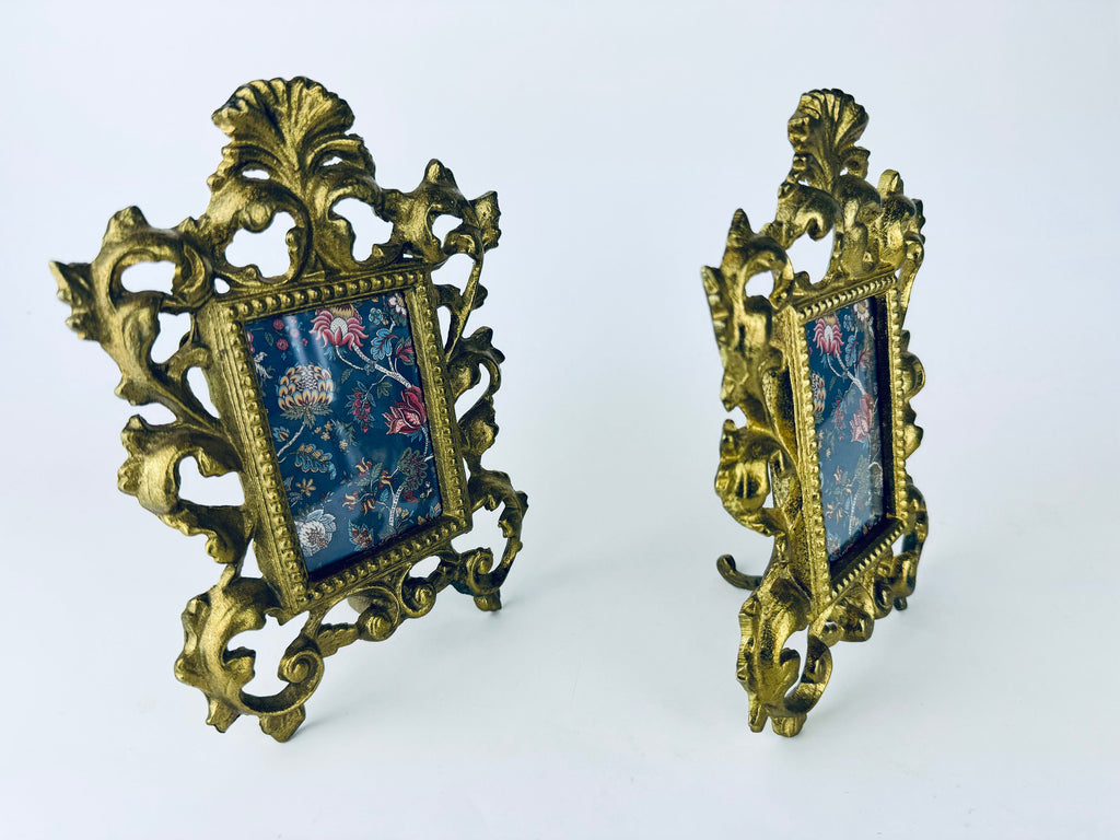 Product image for 'vintage ornate hollywood regency heavy solid brass tabletop frame 2 x 3 attractive aged metal patina sold separately' (view f88997)