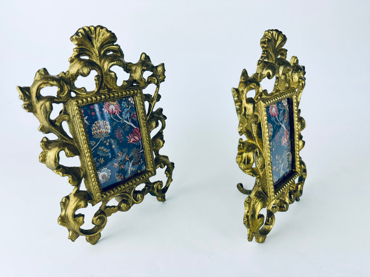 Product image for 'vintage ornate hollywood regency heavy solid brass tabletop frame 2 x 3 attractive aged metal patina sold separately' (view f88997)
