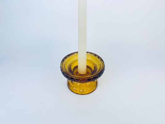 Product image for 'vintage thick heavy amber glass candlestick holder 70s home decor' (view 434345)