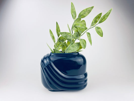 Product image for 'vintage art deco revival wide blue vase 1980s decor' (view 9cb3aa)