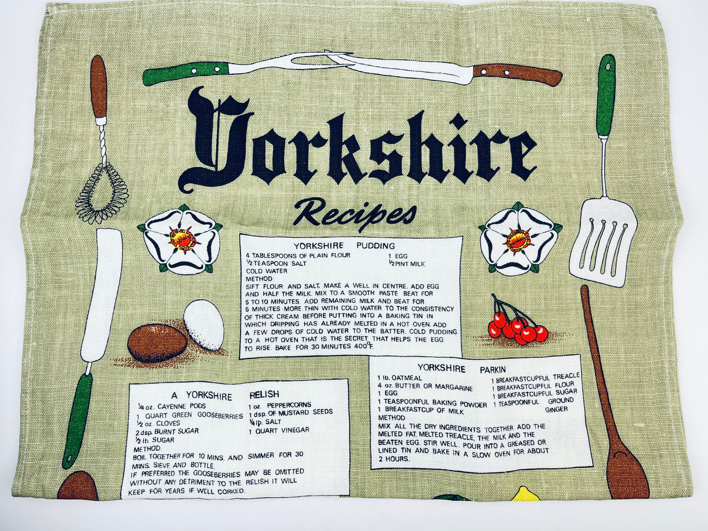 Product image for 'vintage yorkshire recipes tea towel irish linen kitchen art' (view 228096)
