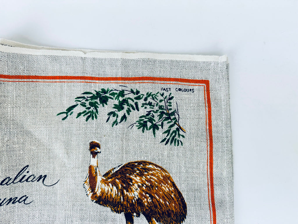 Product image for 'vintage australia fauna souvenir pure linen tea towel statement towel designed in australia by heil' (view f1ad30)