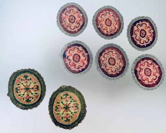 Product image for 'vintage round floral dressing table mats doilies metallic lace trim made in belgium sets sold separately' (view 40f39d)