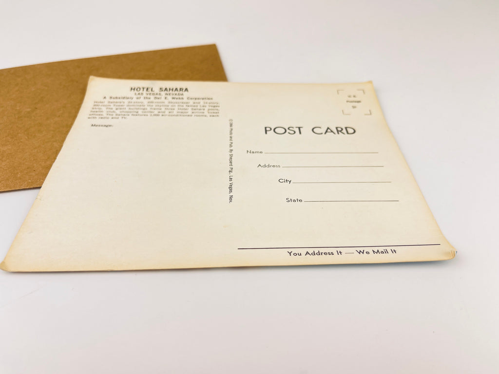 Product image for 'vintage hotel sahara las vegas nevada postcard 1960' (view e4796f)