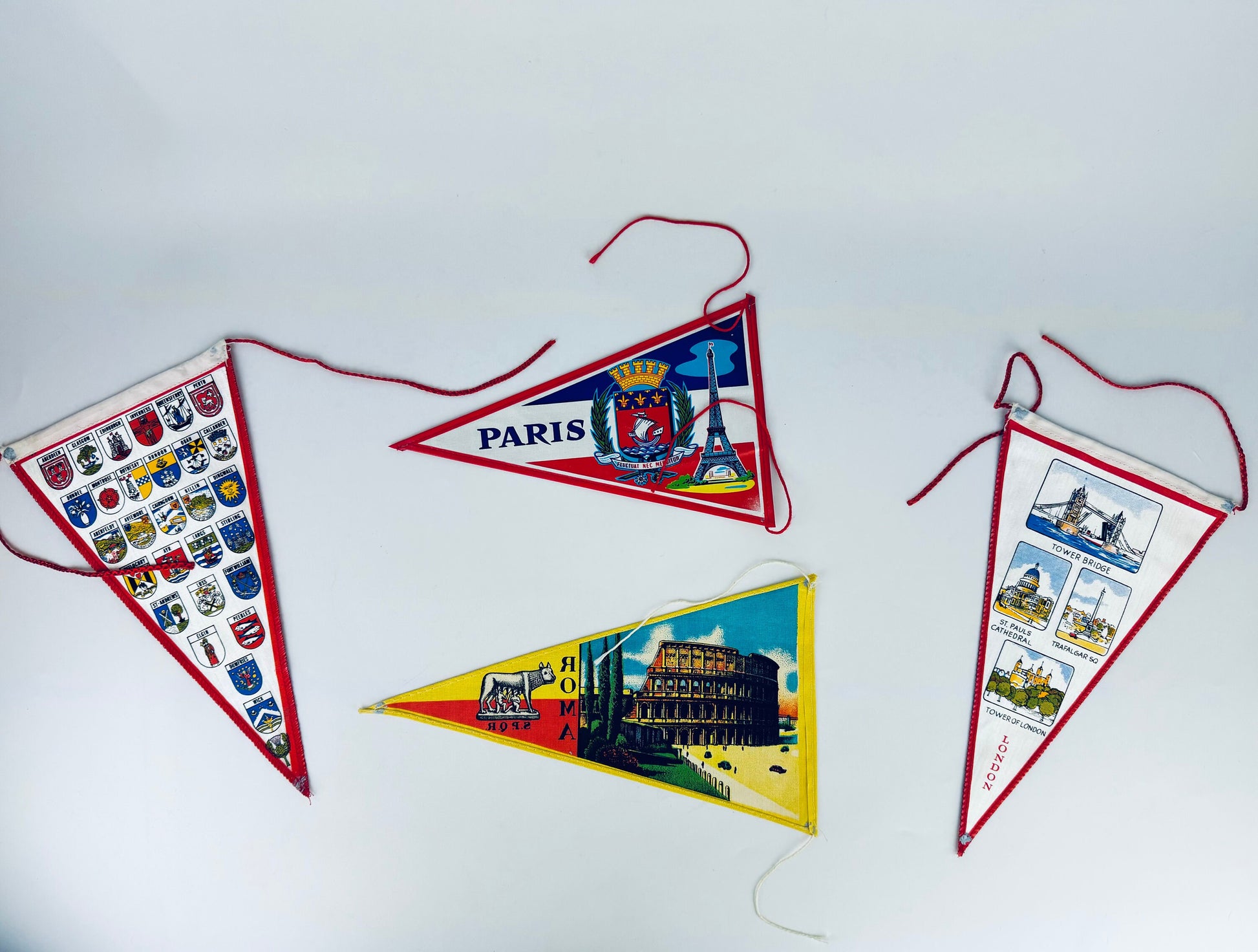 Product image for 'vintage paris london scotland and roma small tapered pennant wall hanging sold separately' (view 0a5ed2)