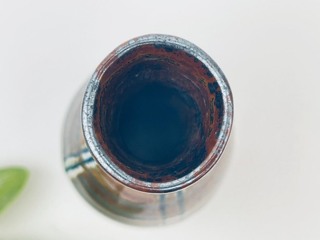 Product image for 'vintage ceramic bud vase brown silver made in japan' (view 32876d)