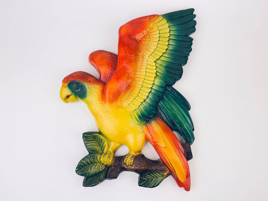 Product image for 'vintage vibrant mid century parrot chalkware wall art hand painted devonware canada' (view 827cdd)