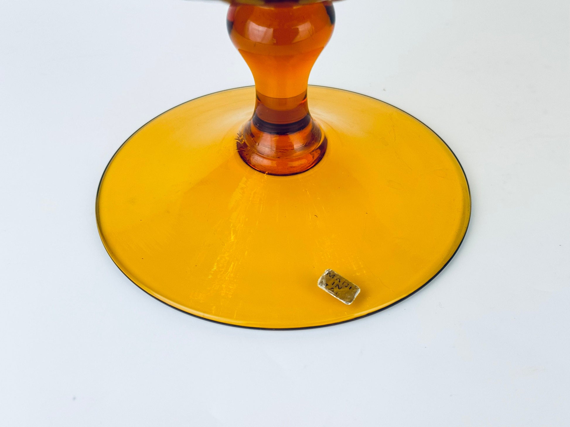 Product image for 'vintage italian empoli handblown glass snifter bowl vase amber teardrop pattern made in italy' (view d71add)
