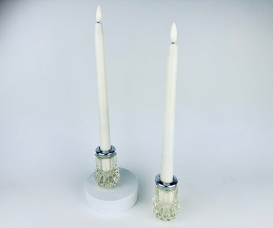 Product image for 'vintage diamond cut crystal candlestick holders with silver rims set of 2' (view 6bde8c)