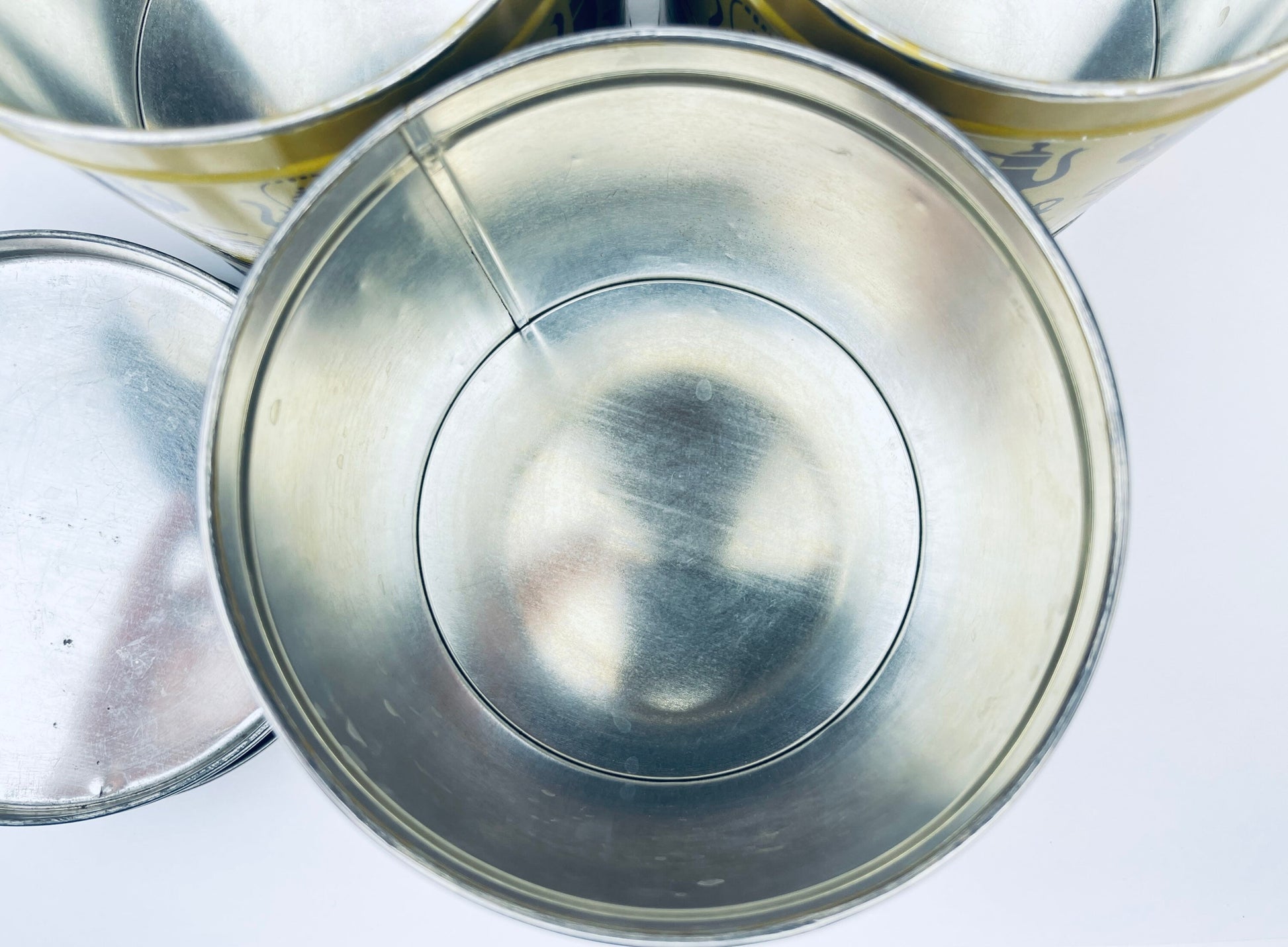 Product image for 'vintage mcm kettle print tea tin canister yellow brown tea pot pattern sold separately' (view 305bc0)