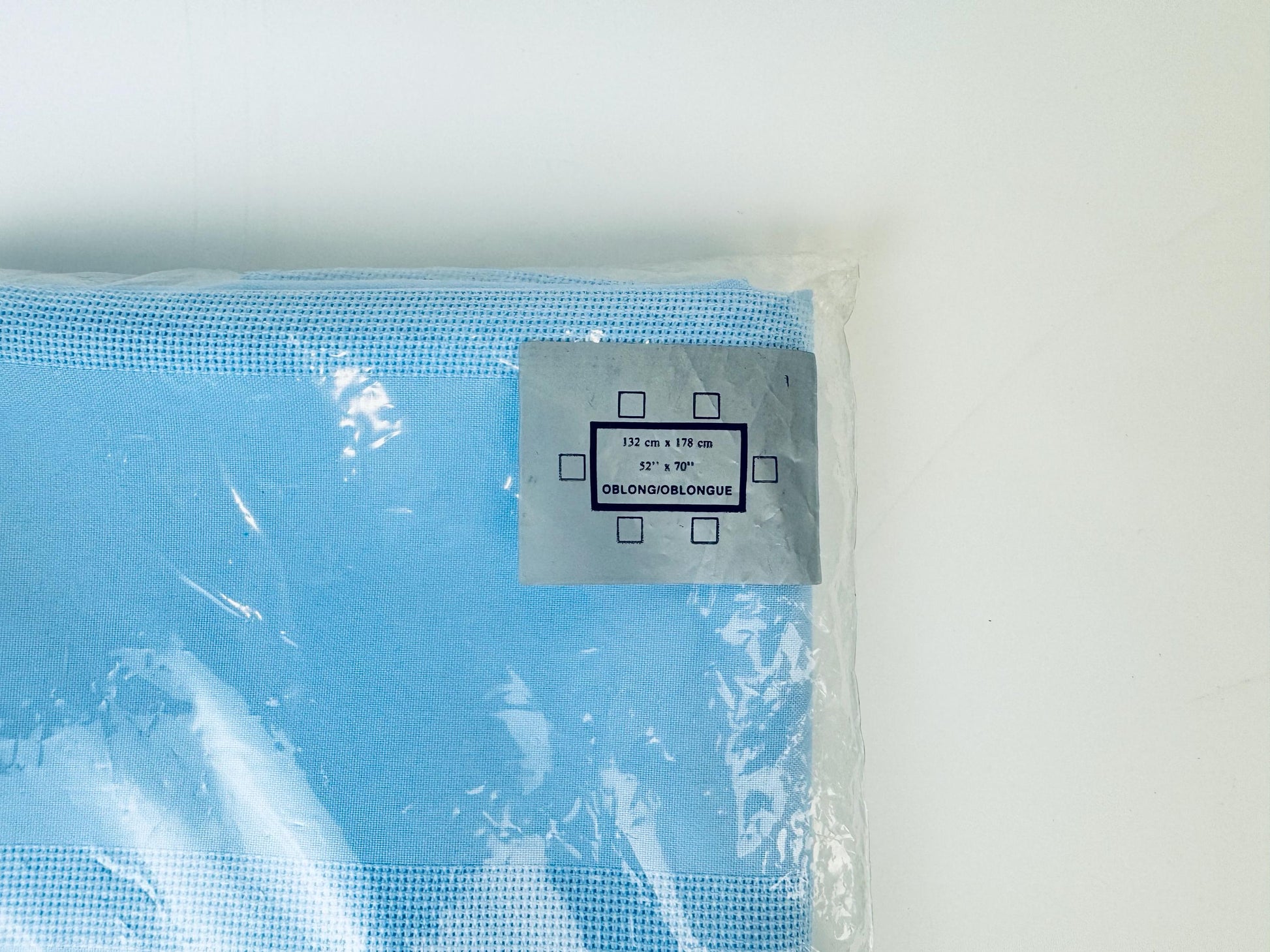 Product image for 'vintage riviera oblong rectangular light blue fabric table cloth 52 x 70 permanent press' (view 30a54d)