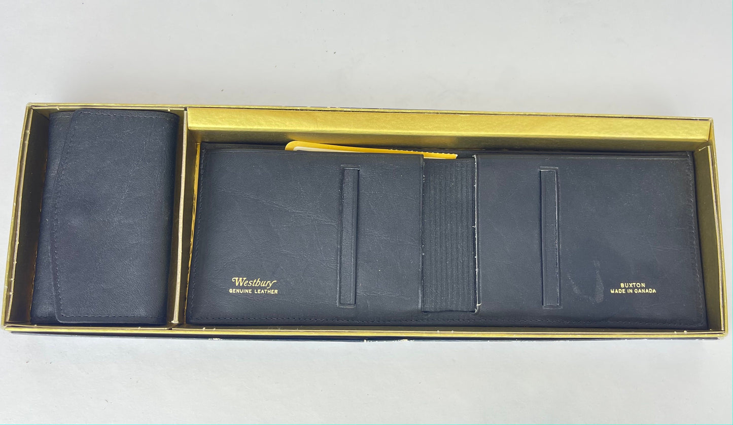 Product image for 'vintage black genuine leather wallet key holder buxton westbury bi fold made in canada new old stock' (view 576a28)
