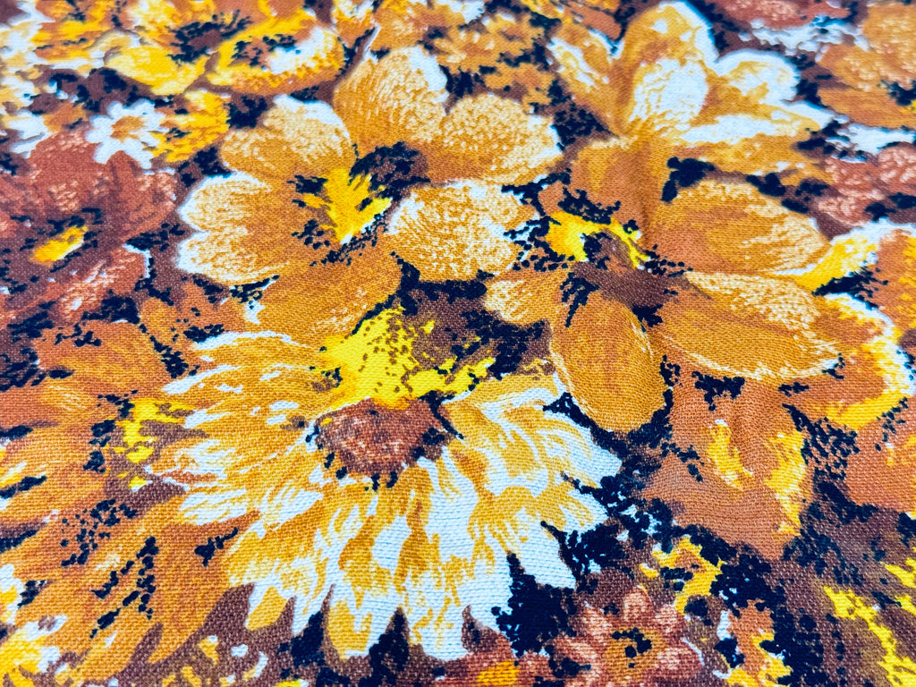 Product image for 'vintage grandmas couch large print floral beige brown fabric material 43 x 150' (view 877aa0)