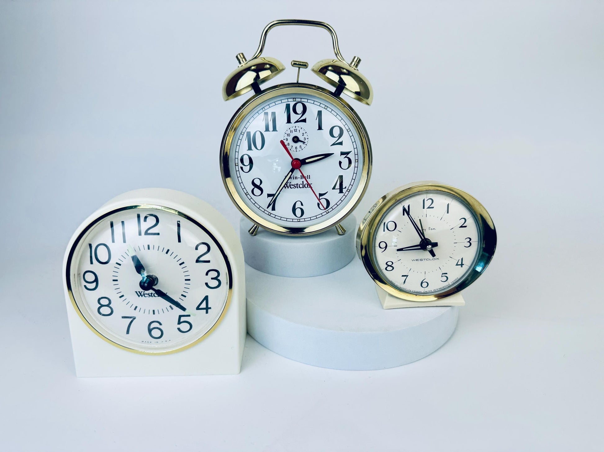 Product image for 'vintage westclox wind up tabletop alarm clocks made in usa canada china clocks sold separately' (view a78595)