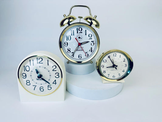 Product image for 'vintage westclox wind up tabletop alarm clocks made in usa canada china clocks sold separately' (view a78595)