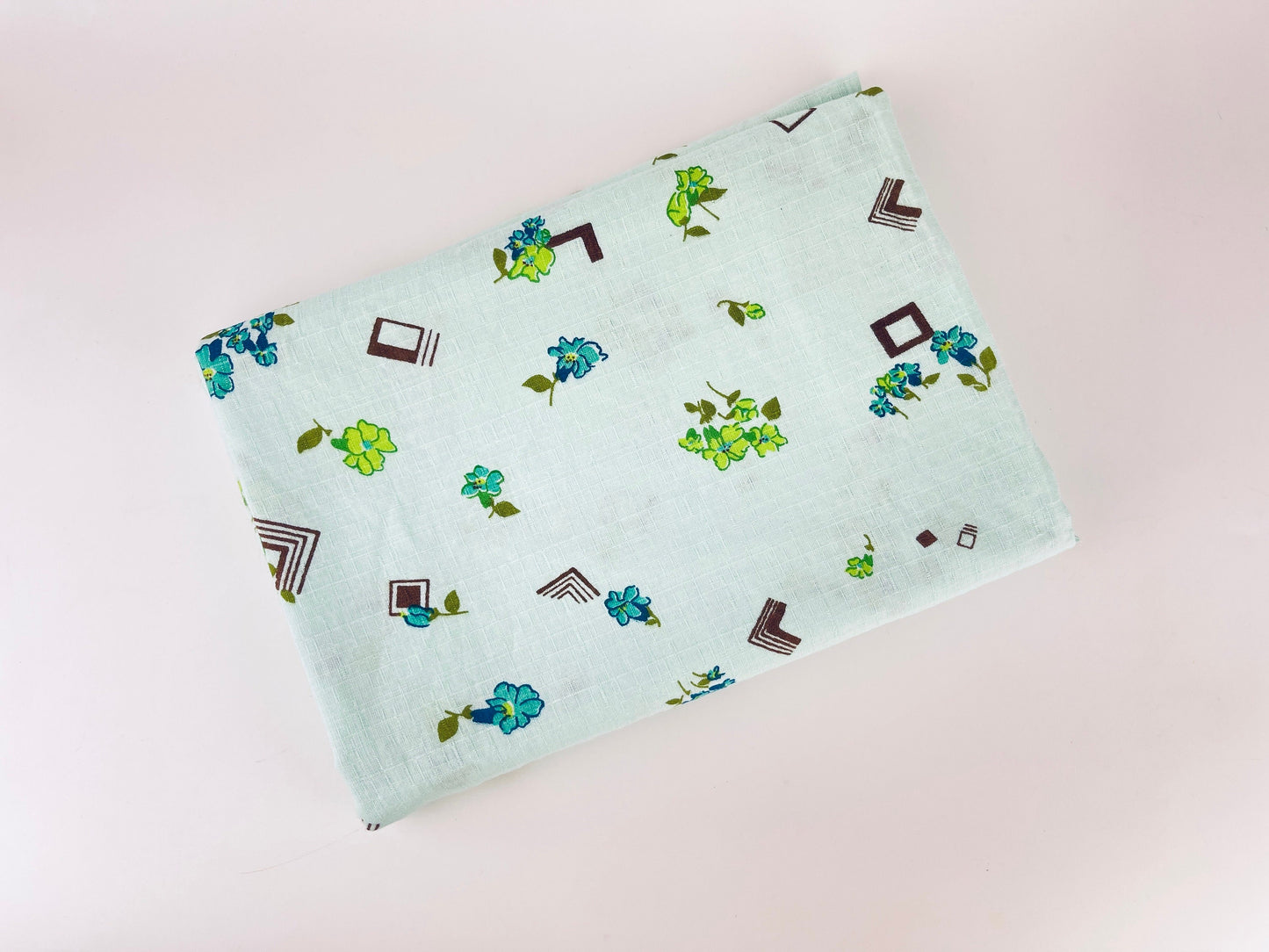 Product image for 'vintage mint green brown floral lightly textured fabric material 41 x 61' (view 451737)