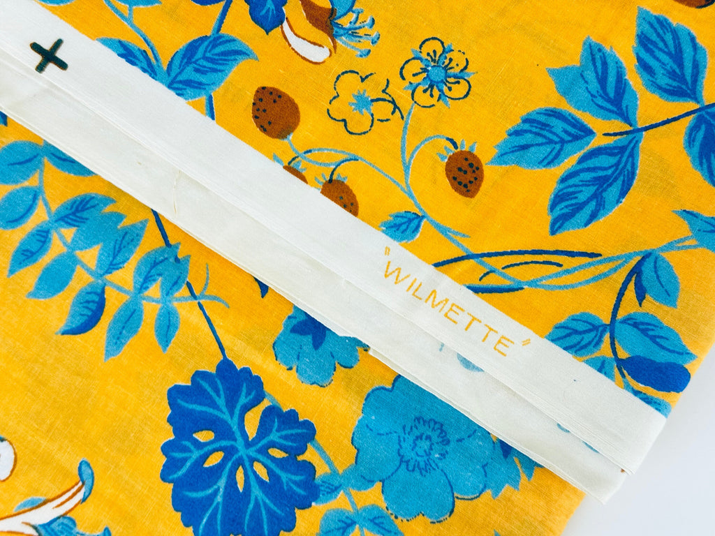 Product image for 'vintage gold blue floral wilmette fabric material 53 x 79' (view bebfd5)