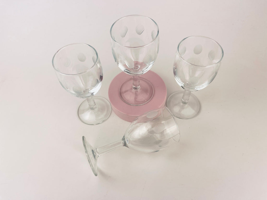 Product image for 'vintage etched polka dot clear port sherry glasses set of four 4' (view 2f2b44)