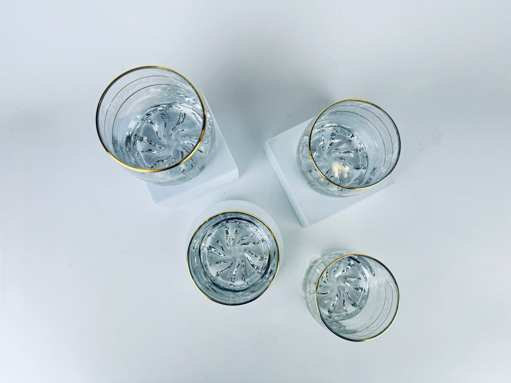 Product image for 'vintage frosted swirl gold striped low ball glasses set of four 4' (view 4fd3ba)