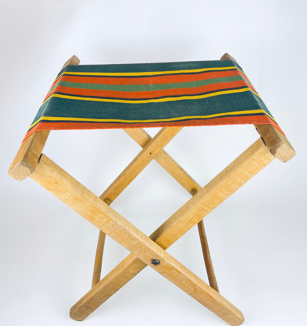 Product image for 'vintage folding wood striped cloth stool camping chair' (view ce40c4)
