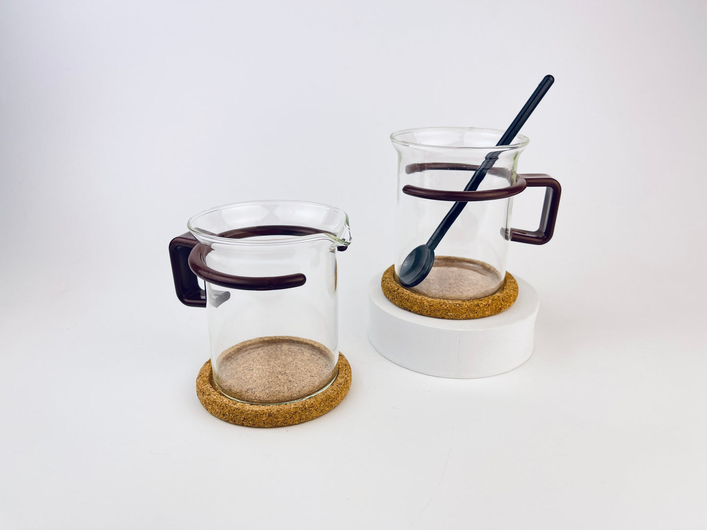 Product image for 'vintage brown bodum espresso demitasse glass coffee creamer sugar bowl set set of two 2' (view 7e2294)