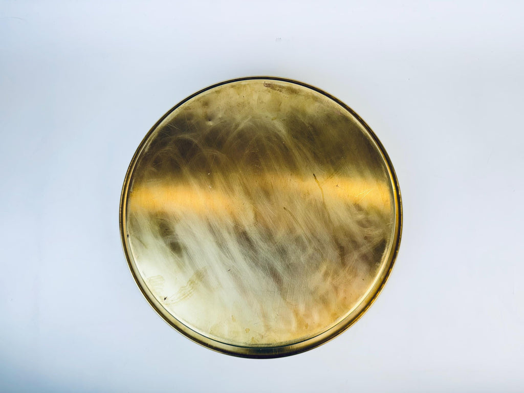 Product image for 'vintage brass reticulated tray 12 round hollywood regency elegance' (view ef3591)