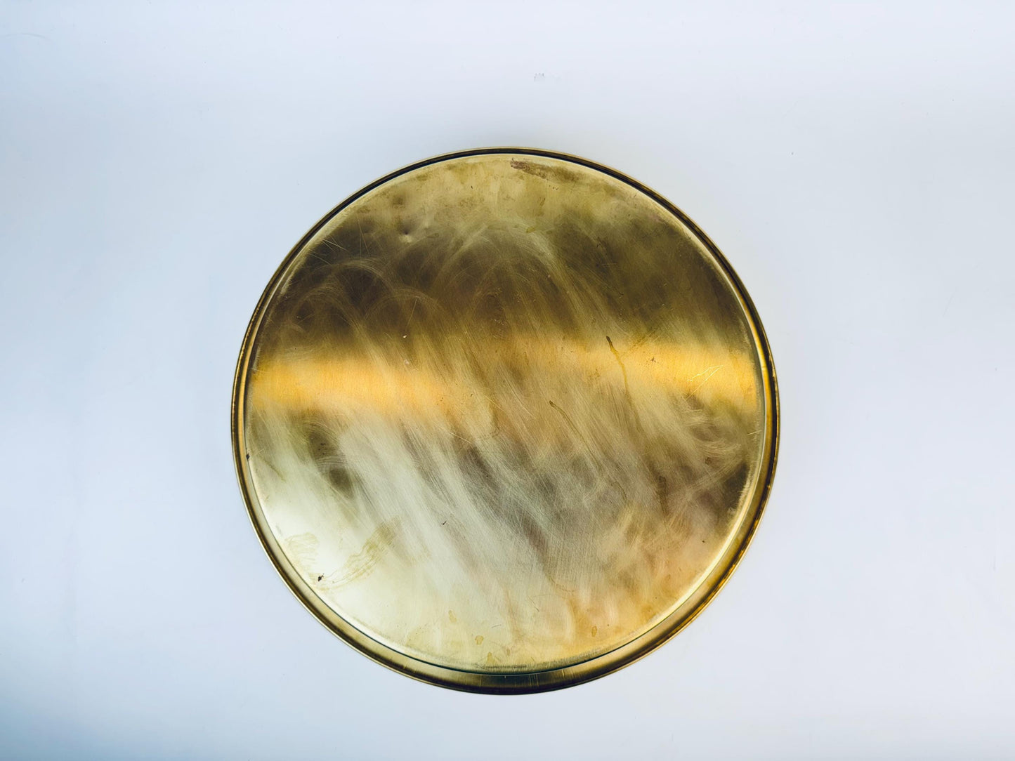 Product image for 'vintage brass reticulated tray 12 round hollywood regency elegance' (view ef3591)