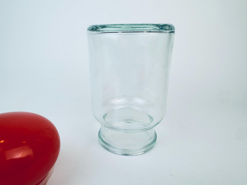 Product image for 'vintage bright red glass lid apothecary airtight glass jar made in belgium' (view 19eabc)