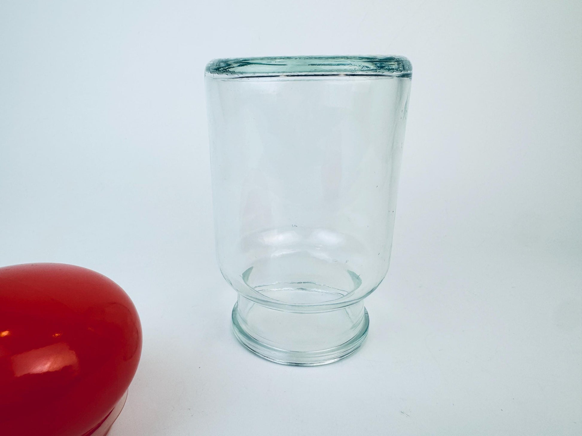 Product image for 'vintage bright red glass lid apothecary airtight glass jar made in belgium' (view 19eabc)
