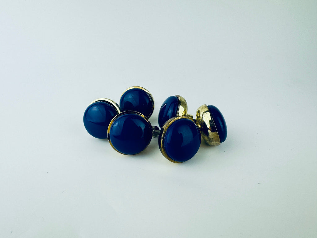 Product image for 'vintage 1980s blue plastic brass circular knob drawer pull hardware attractive aged brass patina' (view 91acbf)